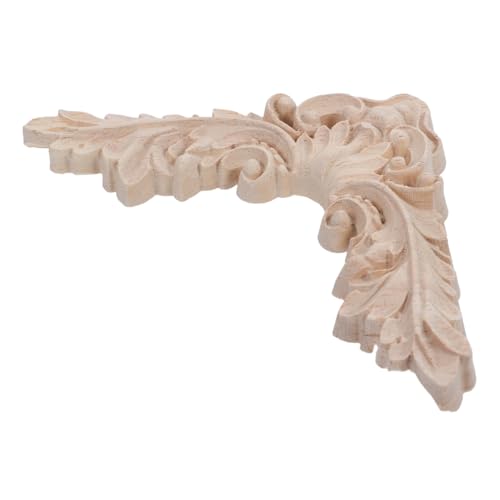 DIYEAH Holzgeschnitzte Applikation Unbemalt Holzornament für Möbeldekoration Europäischer Stil Elegantes Einfach zu Montierendes Schnitzdekor für Schrank Kommode Wohnzimmer von DIYEAH