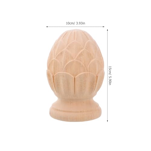 DIYEAH Holzgeschnitzte Endstücke, Dekorative Baluster-aufsätze, Ananas-treppenpfostenkappe für Bettpfosten, Diy-handwerk, Möbeldekor, 14,9 X 9,9 Cm von DIYEAH