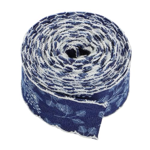 DIYEAH Jeansband mit Weißer Spitzenkante Breit Vielseitiges Denim zierband für DIY Kleidung Schuhdekoration Haarschleifen und Haarbänder von DIYEAH