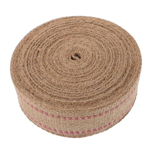 DIYEAH Jute-gurtband Breit mit Roter Streifen für Stuhlreparatur Polsterung Heimdekoration Vielseitiges Bastelband aus Natürlicher Jute Langlebig und Einfach zu Verarbeiten von DIYEAH