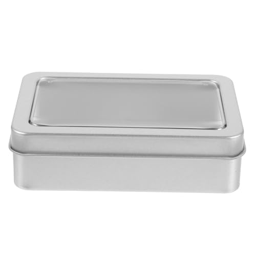 DIYEAH Kleine Rechteckige Metallbox mit Durchsichtigem Fensterdeckel Stabile Aufbewahrungsdose für Schmuck und Kleinteile Platzsparende Leere Metallbox für Zuhause und Unterwegs von DIYEAH