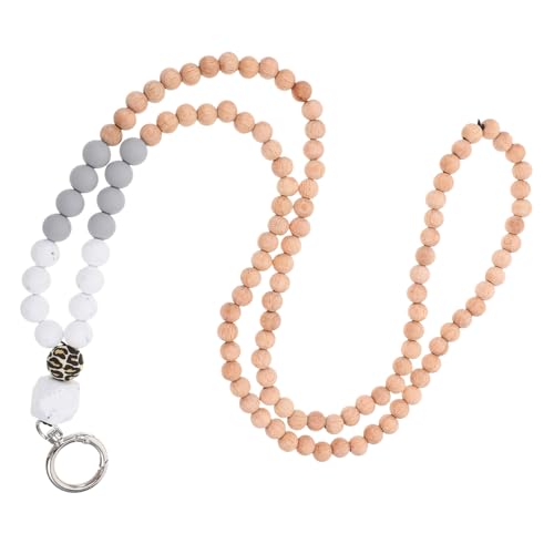 DIYEAH Kreativer Id Lanyard aus Silikon und Holzperlen Vielseitig Einsetzbar für Ausweise Schlüssel und für Frauen Lehrer und Studenten von DIYEAH