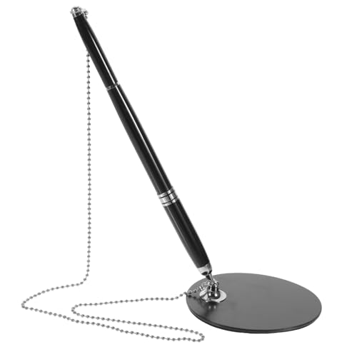 DIYEAH Kugelschreiber mit Kette Schwarzes Design Tischfester Unterschriftenstift für Büro und Business Zwecke Edelstahlmaterial Ergonomisch und Schnell Trocknende von DIYEAH