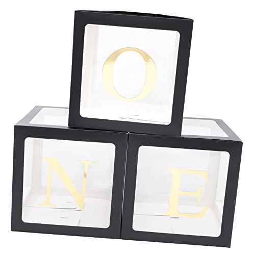 DIYEAH One Buchstaben Luftballon Box Transparente Geburtstagsdeko für Erste Feier mit Goldenem One Buchstaben und Schwarzen Boxen Sichere Papiermaterialien Einfache Montage Neutral für DIYEAH One Buchstaben Luftballon Box Transparente Geburtstagsdeko für Erste Feier mit Goldenem One Buchstaben und Schwarzen Boxen Sichere Papiermaterialien Einfache Montage Neutral für von DIYEAH