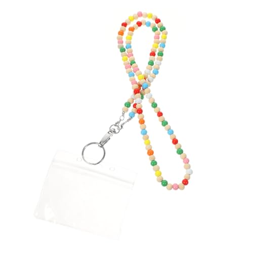 DIYEAH Perlen Lanyard Für Id Abzeichen Macaron Holzperlen Lanyard Halskette Kartenhalter Dekorative Halskette Für Ausweise Schlüssel von DIYEAH
