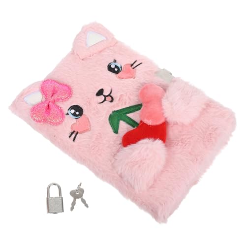 DIYEAH Plüsch Katze Notizbuch mit Schloss und Schlüsseln Lockable Tagebuch für Reisetagebuch Süßes Katzen Design für Kreatives Schreiben und Zeichnen von DIYEAH