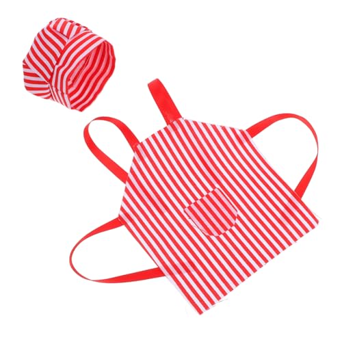 DIYEAH Puppenschürze Kochmütze Bastelbedarf Für Puppen Mini-puppenmütze Puppenbausatz Mini-kochmütze Mini-Puppen-Sachen Zubehör Für Die Puppenherstellung Miniatur-puppenhüte Rot Stoff von DIYEAH