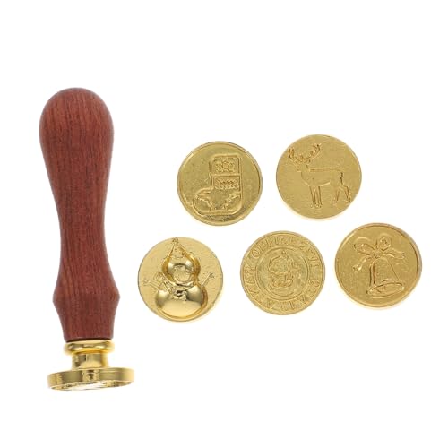 DIYEAH Retro Weihnachts Wachssiegel Set mit Holzgriff und Abnehmbaren Metallstempelköpfen Detaillierte Gravur Langlebig Vielseitig für Einladungen Umschläge Diy Bastelprojekte von DIYEAH