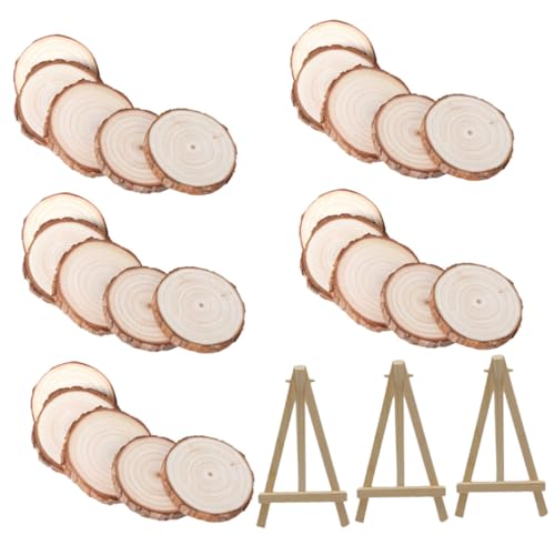 DIYEAH Runde Holzscheiben mit Staffeleien Polierte Baumringe Langlebige Naturholz Dekoration für DIY Basteln Fotorequisiten Weihnachts Heimdeko von DIYEAH