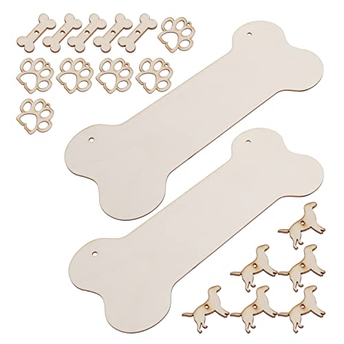 DIYEAH Rustikale Holzschilder in Hundeknochenform, zum Selbermachen, Deko-Set, verschiedene Farben, 38,1 x 15,2 cm, Haustier-Thema, 20 Stück von DIYEAH