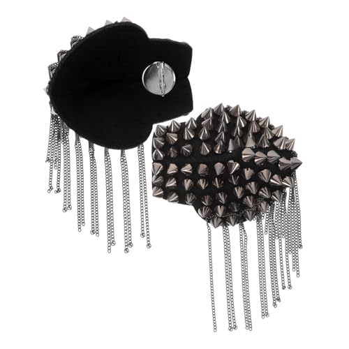 DIYEAH Schulterklappen mit Kleinen Metallnieten und Ketten Quasten Retro Epaulette für Damen und Herren Punkiger Look für Kostüm Jacke und Bühnenoutfit DIYEAH Schulterklappen mit Kleinen Metallnieten und Ketten Quasten Retro Epaulette für Damen und Herren Punkiger Look für Kostüm Jacke und Bühnenoutfit von DIYEAH