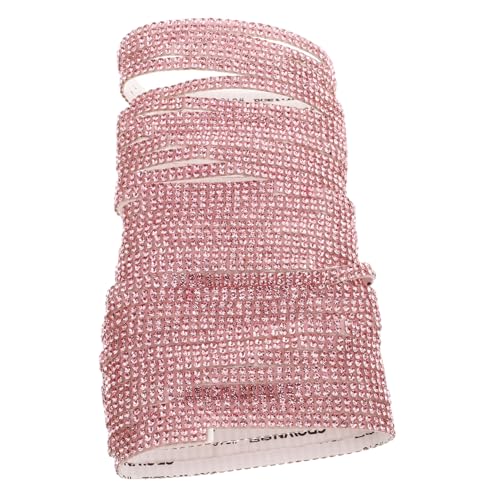 DIYEAH Selbstklebendes Strassband mit Doppeltreihigen Kristallsteinen Pinkes Glitzer dekoband mit Starkem Heißkleber Vielseitig für Auto Kleidung und DIY Schmuckgestaltung von DIYEAH