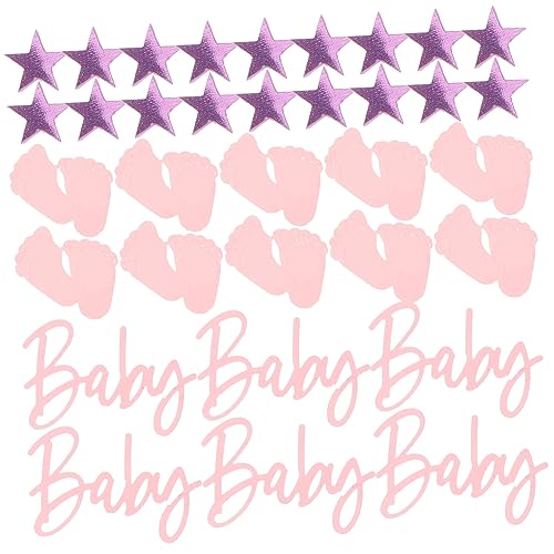 DIYEAH Shower Konfetti Rosa Fußabdruck Fünfzackige Sterne Leichte Streudeko für Babyparty Geburtstag Gender Reveal Tischdekor Party Layout Vielseitig Verwendbar von DIYEAH