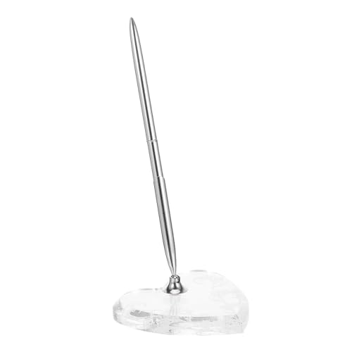 DIYEAH Stift zur Gästeanmeldung: Stift zur Unterschrift bei der Hochzeit mit Herzständerhalter – Silberner Kugelschreiber für Gästebuch, Braut, Verlobung, Abschlussfeier, Geburtstag, von DIYEAH