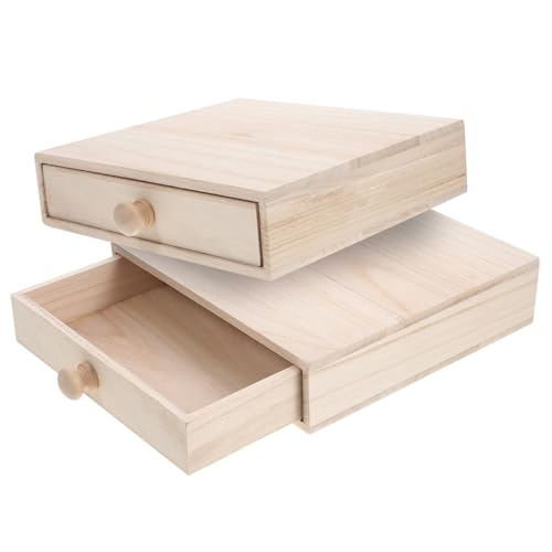 DIYEAH Tee-Aufbewahrungsbox Aus Holz Holzkiste Mini-Arbeitsplatte Geteilter Aufbewahrungsbehälter Unvollendete Organizer-Aufbewahrung von DIYEAH