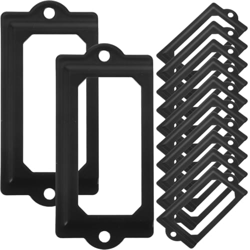 DIYEAH Tikettenhalter aus schwarzem Metall für Büro, Tikettenrahmen aus Eisen, 12 Stück, Zubehör für Möbel, Schublade, Schrank, Dekoration zu Hause von DIYEAH