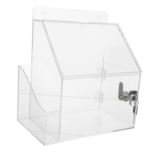 DIYEAH Transparentes Acryl Spenden und Vorschlagsbox mit Schloss und Schildhalter Kompakte Multifunktionale Wahlurne für Wohltätigkeit Abstimmungen und Meinungsumfragen im Büro und von DIYEAH