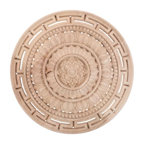 DIYEAH Unlackierte Holzapplikation Mandala Blume Handgeschnitztes Holzdekor Möbelaufkleber für Schrank Kommode Bett Wand Vielseitige Langlebige Europäische Holzverzierung von DIYEAH
