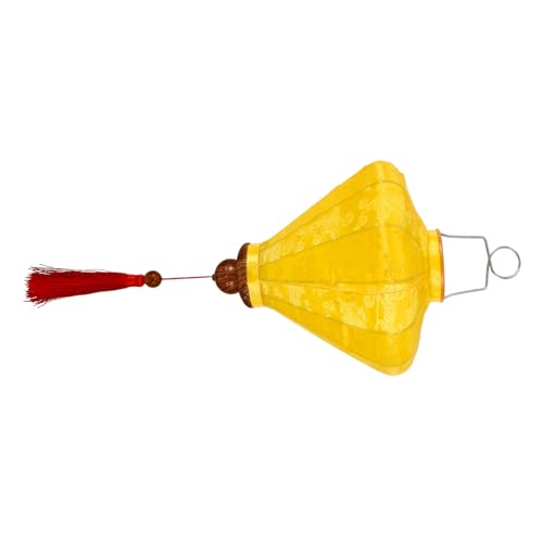 DIYEAH Vietnamesische Laternen Hängen Hochzeitsdekor Runden Wandhängedekoration Retro Festdekorationslaterne Dekorationen Dekorativ Seidenlaterne Bunt Yellow Schmiedeeisen von DIYEAH