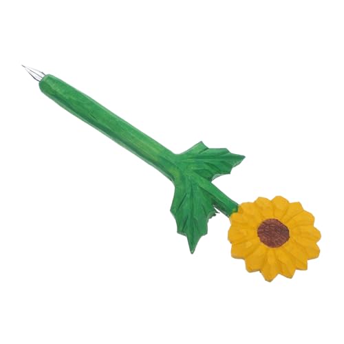 DIYEAH Vintage Holz Sonnenblumen Kugelschreiber Dekorativer Stift für Journaling Ergonomisches Design Glattes Schreiben für Büro und Zuhause Kreatives Schreibaccessoire für Frauen von DIYEAH
