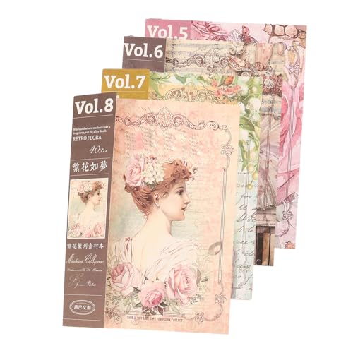 DIYEAH Vintage Scrapbook Papier Bücher mit Retro Blumenmuster für Diy Journaling und Handwerksprojekte Dekorative für Notizbücher Alben und Kreative Bastelarbeiten von DIYEAH