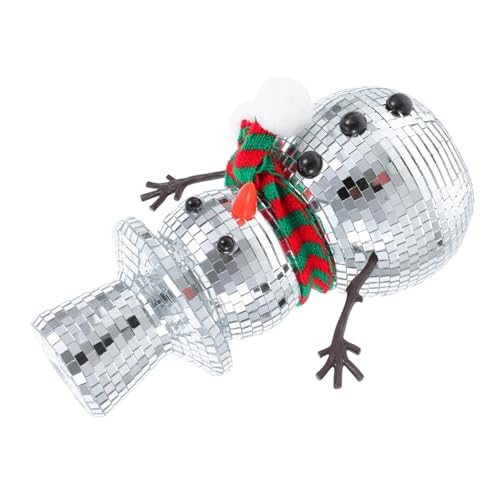 DIYEAH Weihnachtlicher Schneemann mit Spiegelball Dekorative Figur für Kaminsims und Regale Festliches Ornament für Zuhause und Partys Reflektierende Winterdeko von DIYEAH