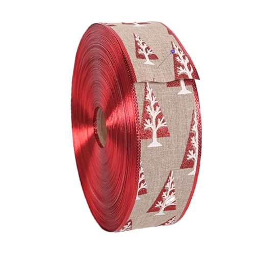 DIYEAH Weihnachtliches Webband Rot Rand Pinienmuster Vielseitiges DIY Schleifenband zum Basteln Geschenkverpackung Dekoration von Blumenvasen und Festlichen Anlässen von DIYEAH