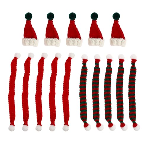 DIYEAH Weihnachts-Set Mit Mini-Weihnachtsmütze Und Schal Kleine Weihnachtsmützen Großpackung Mini-Weihnachtsmütze Und Schal Gestricktes Wollgarn Weihnachtsdekor Für Weinflaschen Rot 32 5 von DIYEAH