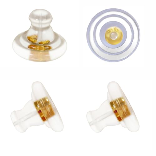 20 Stück 18K Gold Gold Silikon Ersatzohrringe, Sicherer Verschluss für Ohrstecker/hängende Ohrstecker, nicht reizend, hypoallergen, weich, transparent, Zubehör für Erwachsene (Gold) von DIYEAR