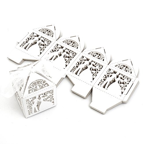 25 x Hochzeit Gastgeschenk Schachtel Bonbon Box Kartonage Geschenkbox (Braut & Bräutigam Design) von DIYI