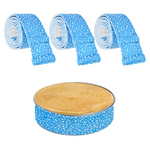DIYJEP 3 Stück Kuchenstreifen, Verstellbare Backstreifen, Saugfähige Dicke Baumwolle Cake Strips Bake Even Strip Kuchenformstreifen zum Backen, Backgürtel Werkzeug für Kuchenherstellung (Blau) von DIYJEP