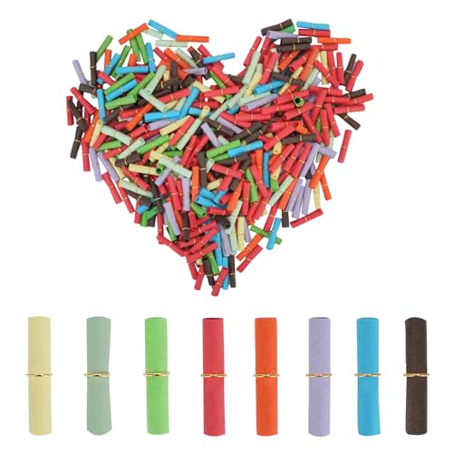 DIYJEP 400 Stück Glückwunschpapierrollen, gemischte Farben, winzige Nachrichtennotizen mit Mini-Metallringen, buntes Wunschpapier, zum Beschriften für selbstgemachte Geschenke, Memos, Tombola von DIYJEP