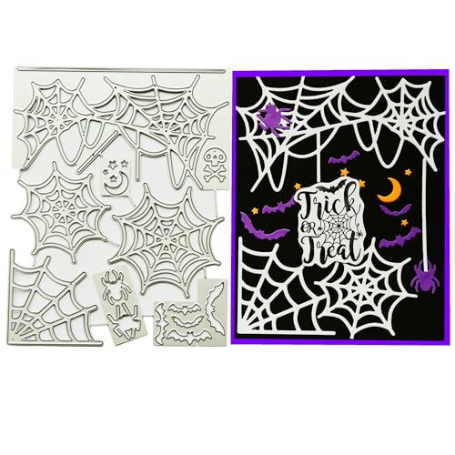 DIYOLOGY Halloween-Spinnennetz-Stanzformen aus Metall für Kartenherstellung, Spinnennetz, Fledermäuse, Basteln, Stanzformen für Sammelalben, Etiketten, Sammelalben, Papierbasteln, Dekoration von DIYology