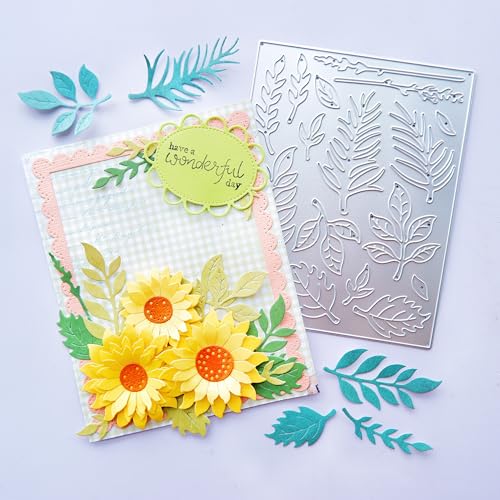 DIYOLOGY Metall-Stanzformen – 17 Blätter Stanzformen in einer Platte für Kartenherstellung – Blatt-Stanzformen für Scrapbooking, Hochzeit, Party, Album, Papierbasteln, Dekoration von DIYology