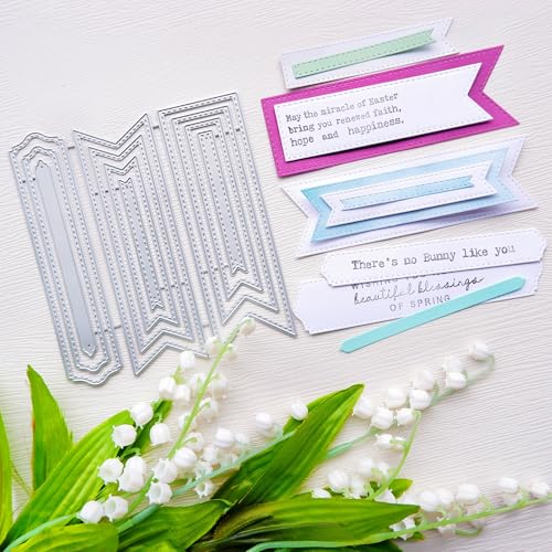 DIYOLOGY Metall-Stanzformen für Banner, 3 Stile (insgesamt 11 Stück) für Kartenherstellung, dekorativer Rahmen, Bastel-Stanzformen für Scrapbooking, Etiketten, Alben, Papierbasteln, Dekoration von DIYology