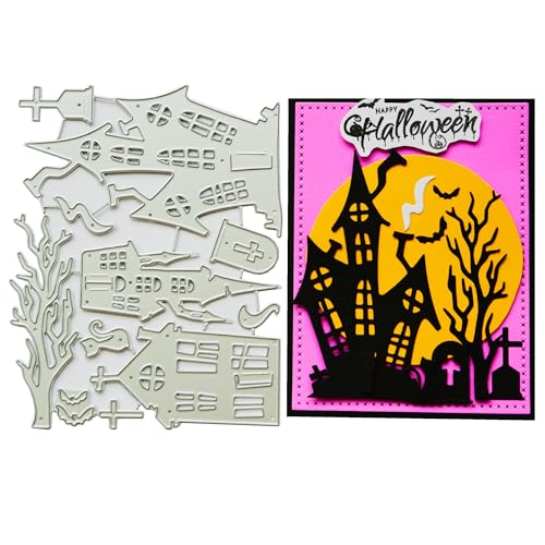 DIYOLOGY Metall-Stanzformen für die Kartenherstellung, Motiv: Halloween-Spukhaus, Stanzformen für Sammelalben, Etiketten, Sammelalben, Papierbastelarbeiten, Dekoration von DIYology