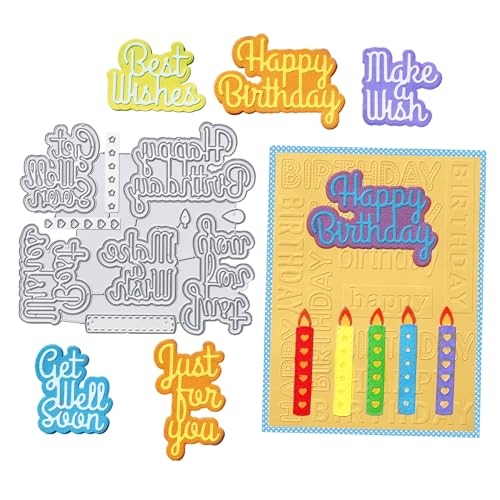 DIYOLOGY Metall-Stanzformen mit Schatten, Schablone für Kartenherstellung, Geburtstag, Genesung, Wörter, Sätze, Stanzformen für Scrapbooking, Papierbasteln, Dekoration, 10 Stück von DIYology