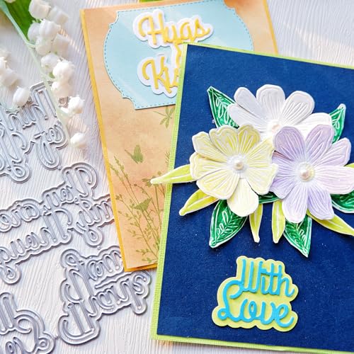 DIYOLOGY Metall-Stanzformen mit Schatten, Schablone für Kartenherstellung, Grußworte, Sätze, Stanzformen für Scrapbooking, Papierbasteln, Dekoration, 6 Stück von DIYology