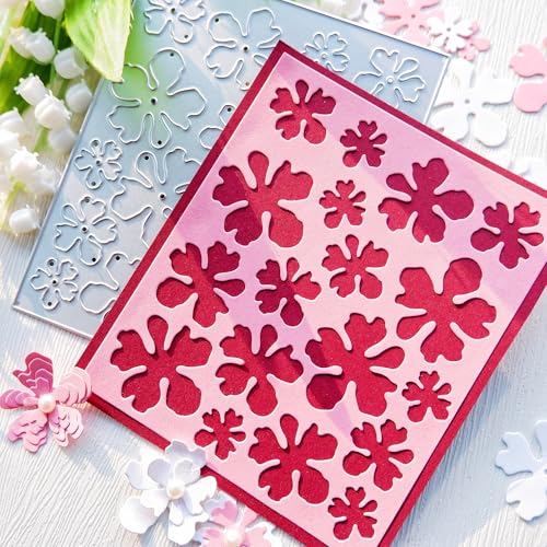 DIYOLOGY Metall-Stanzschablonen-Set mit mehrlagigen Blumen, 4 Größen in 1 Stanzformen-Set (16 Stück pro Schnitt) für Kartenherstellung, Blumen-Bastel-Stanzformen für Scrapbooking, Hochzeit, Party von DIYology