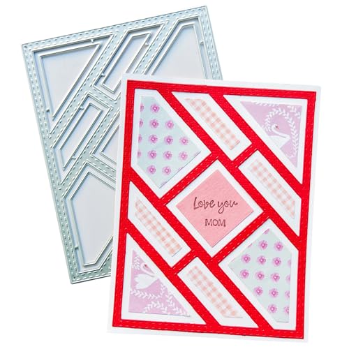 DIYOLOGY Rechteckige Metall-Stanzformen mit Quilt-Rahmen, Schablone für Kartenherstellung, Grußworte, Sätze, Stanzformen für Scrapbooking, Papierbasteln, Dekoration DIYOLOGY Rechteckige Metall-Stanzformen mit Quilt-Rahmen, Schablone für Kartenherstellung, Grußworte, Sätze, Stanzformen für Scrapbooking, Papierbasteln, Dekoration von DIYology