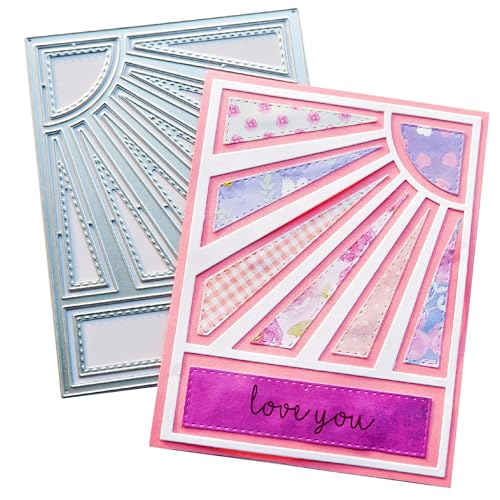 DIYOLOGY Sun Ray Metall-Stanzschablone mit Quilt-Rahmen, Schablone für Kartenherstellung, Grußworte, Sätze, Stanzformen für Scrapbooking, Papierbasteln, Dekoration DIYOLOGY Sun Ray Metall-Stanzschablone mit Quilt-Rahmen, Schablone für Kartenherstellung, Grußworte, Sätze, Stanzformen für Scrapbooking, Papierbasteln, Dekoration von DIYology