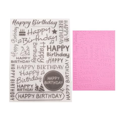 DIYology 3D-Prägeschablone für Grußkarten, texturierte Prägeschablone für Grußkarten, "Happy Birthday", Muster, Kunststoff-Prägeschablone für Scrapbooking, Papierbastelalbum, Briefmarken, DIYology 3D-Prägeschablone für Grußkarten, texturierte Prägeschablone für Grußkarten, "Happy Birthday", Muster, Kunststoff-Prägeschablone für Scrapbooking, Papierbastelalbum, Briefmarken, von DIYology