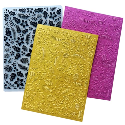DIYology 3D-Prägeschablone mit Stechpalmenblättern, zur Kartenherstellung, 3D-Weihnachts-Mistelzweigblätter, Tannenzapfen, Prägeschablone für Bastelarbeiten, Scrapbooking, Polymer-Ton-Dekoration DIYology 3D-Prägeschablone mit Stechpalmenblättern, zur Kartenherstellung, 3D-Weihnachts-Mistelzweigblätter, Tannenzapfen, Prägeschablone für Bastelarbeiten, Scrapbooking, Polymer-Ton-Dekoration von DIYology