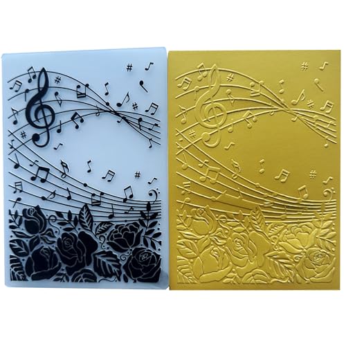 DIYology Prägeschablone mit Musiknoten für Kartenherstellung, Rosen, Textur, Prägeschablone für Papierbasteln, Scrapbooking, Dekoration DIYology Prägeschablone mit Musiknoten für Kartenherstellung, Rosen, Textur, Prägeschablone für Papierbasteln, Scrapbooking, Dekoration von DIYology