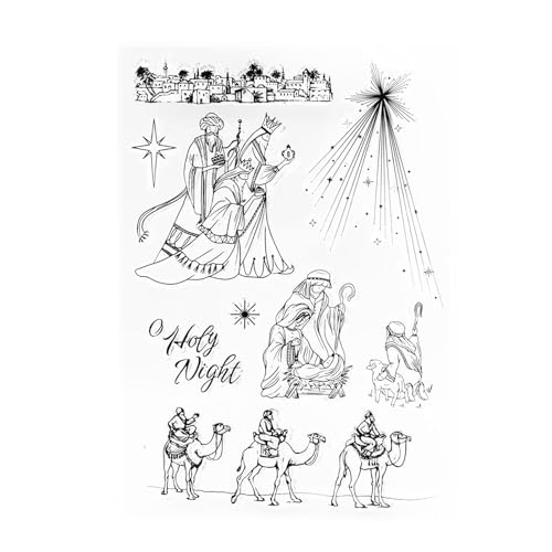 DIYology Transparente Stempel für die Heilige Nacht zum Basteln von Karten oder Tagebüchern, Stern von Bethlehem Jesus Born, Silikonstempel für Scrapbooking, Fotoalbum, Geschenkanhänger und andere DIYology Transparente Stempel für die Heilige Nacht zum Basteln von Karten oder Tagebüchern, Stern von Bethlehem Jesus Born, Silikonstempel für Scrapbooking, Fotoalbum, Geschenkanhänger und andere von DIYology