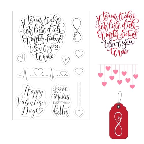 DIYology Transparente Stempel zum Valentinstag für Kartenherstellung oder Journaling, DIY Herzen Herzschlag Silikon Stempel für Geschenkanhänger, Scrapbooking und andere Papierbasteldekoration DIYology Transparente Stempel zum Valentinstag für Kartenherstellung oder Journaling, DIY Herzen Herzschlag Silikon Stempel für Geschenkanhänger, Scrapbooking und andere Papierbasteldekoration von DIYology