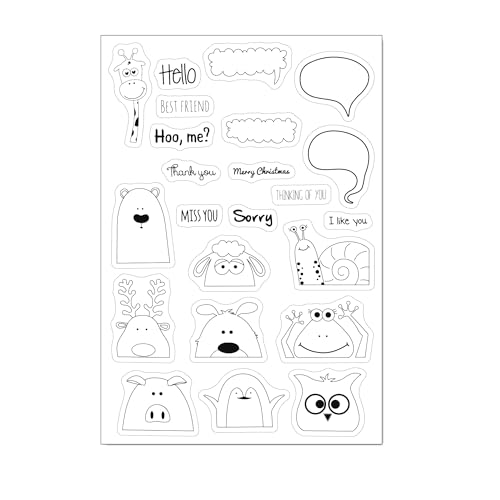 DIYology Transparente Tier-Stempel für Kartenherstellung, Schnecke, Giraffe, Schwein, Schaf, sprechende Box mit Stimmungen, Gummistempel für Karten, Scrapbooking, Geschenkanhänger, DIYology Transparente Tier-Stempel für Kartenherstellung, Schnecke, Giraffe, Schwein, Schaf, sprechende Box mit Stimmungen, Gummistempel für Karten, Scrapbooking, Geschenkanhänger, von DIYology