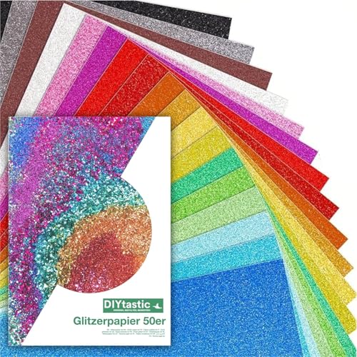 50x Glitzerpapier in A4: Buntes Glitter Papier mit 250 g/m² - Ideal für Bastelarbeiten und kreatives Gestalten - Fotokarton und Druckerpapier für Bastelpapier 50x Glitzerpapier in A4: Buntes Glitter Papier mit 250 g/m² - Ideal für Bastelarbeiten und kreatives Gestalten - Fotokarton und Druckerpapier für Bastelpapier von DIYtastic