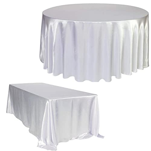DIoFent Elegant und luxuriös Weißer runde/rechteck Satin Tischdecke for Küchen Esstisch Cover Party Abendessen Geburtstagsfeier Dekor kreisförmige ovale Tisch DIoFent Elegant und luxuriös Weißer runde/rechteck Satin Tischdecke for Küchen Esstisch Cover Party Abendessen Geburtstagsfeier Dekor kreisförmige ovale Tisch von DIoFent