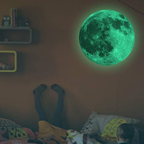 DIoFent Im Dunkeln Leuchten Mond 30 cm Nachtlicht Leuchtende Wandkunst Aufkleber Abnehmbare Klebstoff Wandtattoo für Kinder Jungen und Mädchen von DIoFent